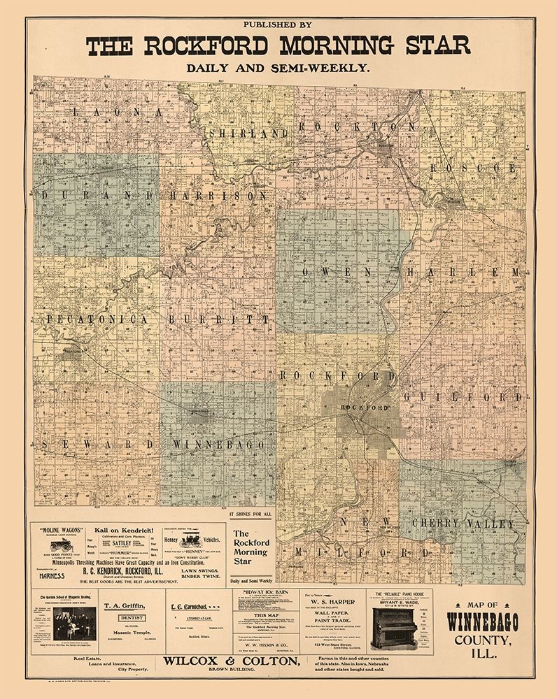Winnebago County Illinois - Hixson 1902 art print by Hixson for $57.95 CAD