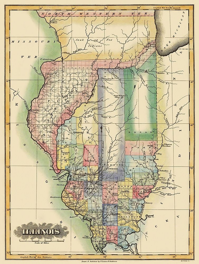 Illinois - Lucas 1823 art print by Lucas for $57.95 CAD