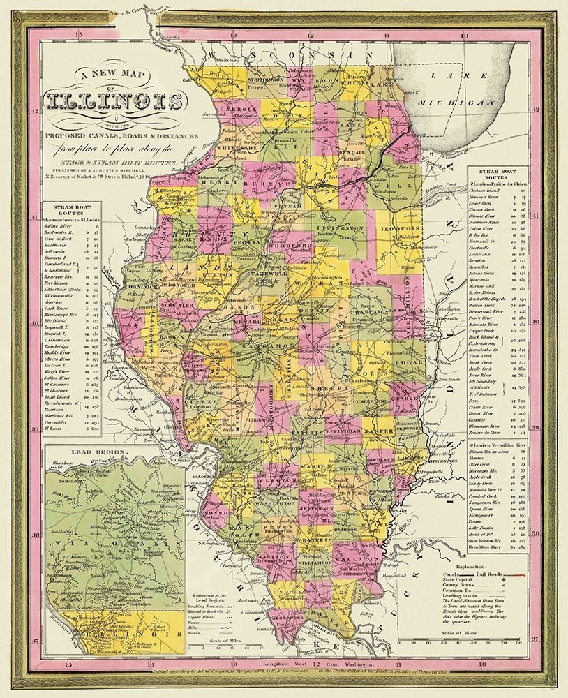 Illinois - Mitchell 1846 art print by Mitchell for $57.95 CAD