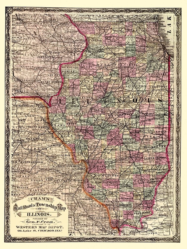 Illinois - Cram 1875 art print by Cram for $57.95 CAD