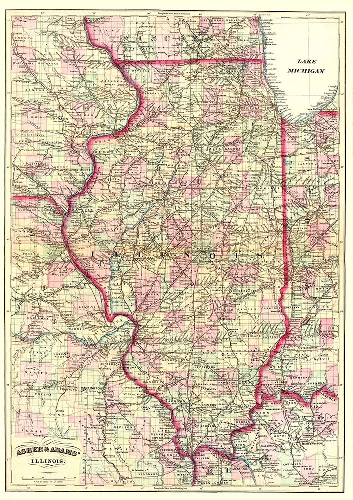 Illinois - Asher  1874 art print by Asher for $57.95 CAD