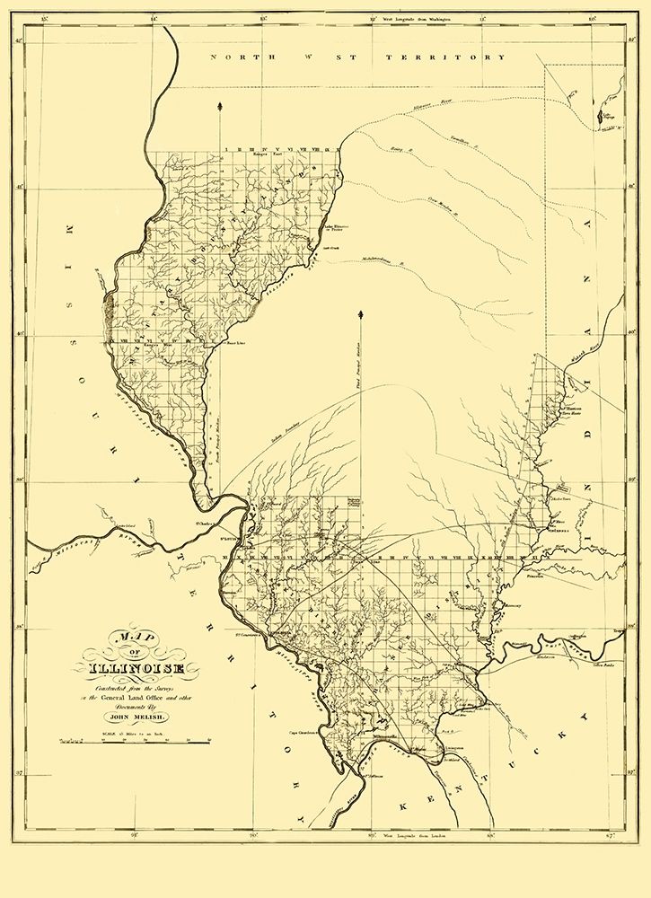 Illinois - Melish 1818 art print by Melish for $57.95 CAD