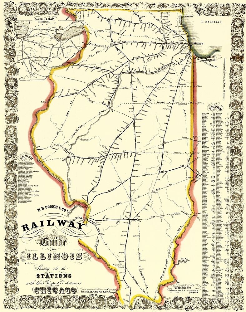 Illinois Railways - Cooke 1855 art print by Cooke for $57.95 CAD
