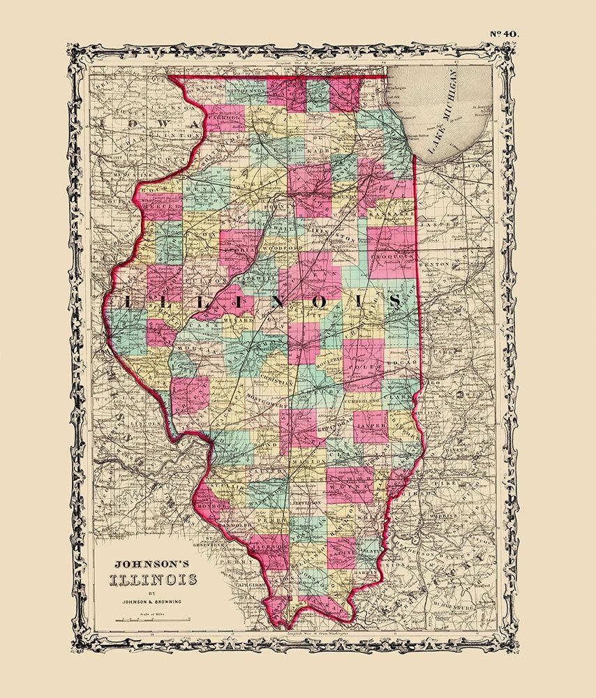 Illinois - Johnson 1860 art print by Johnson for $57.95 CAD