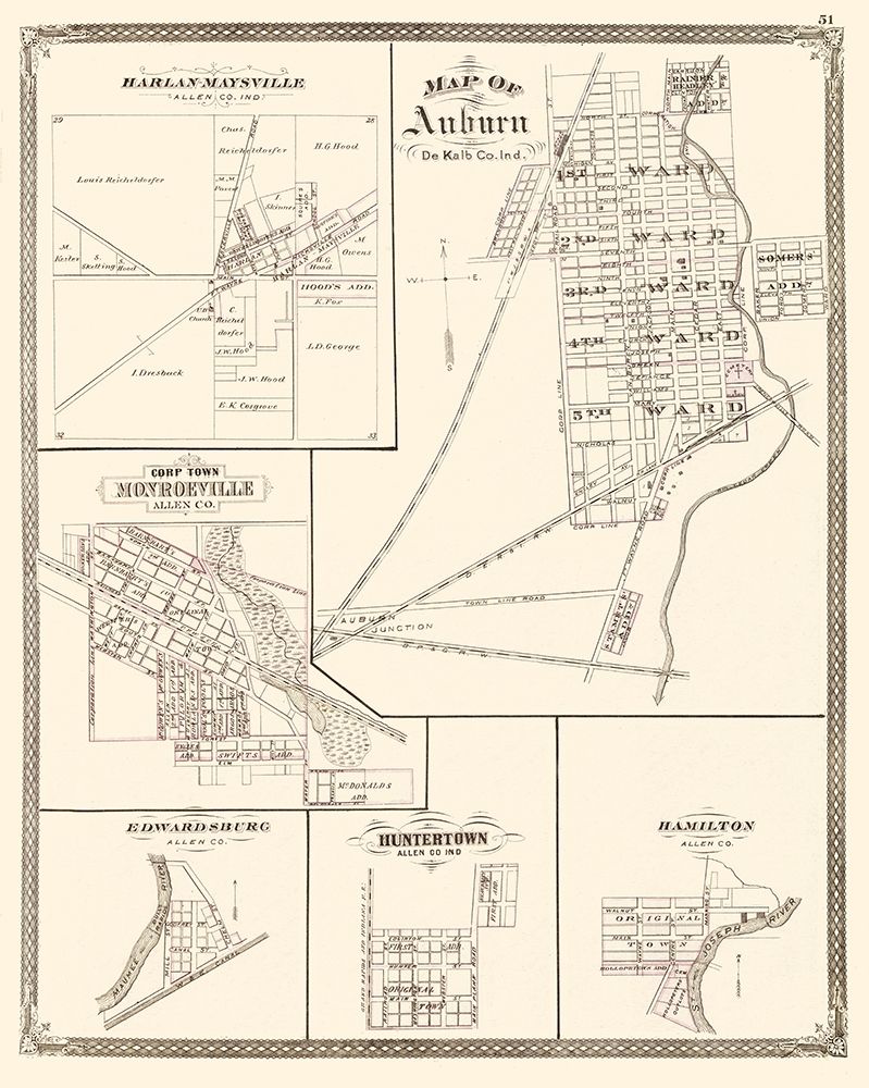 Auburn Indiana Landowner - Baskin 1876 art print by Baskin for $57.95 CAD
