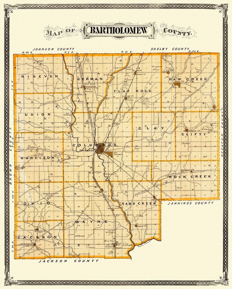 Bartholomew Indiana Landowner - Andreas 1876 art print by Andreas for $57.95 CAD