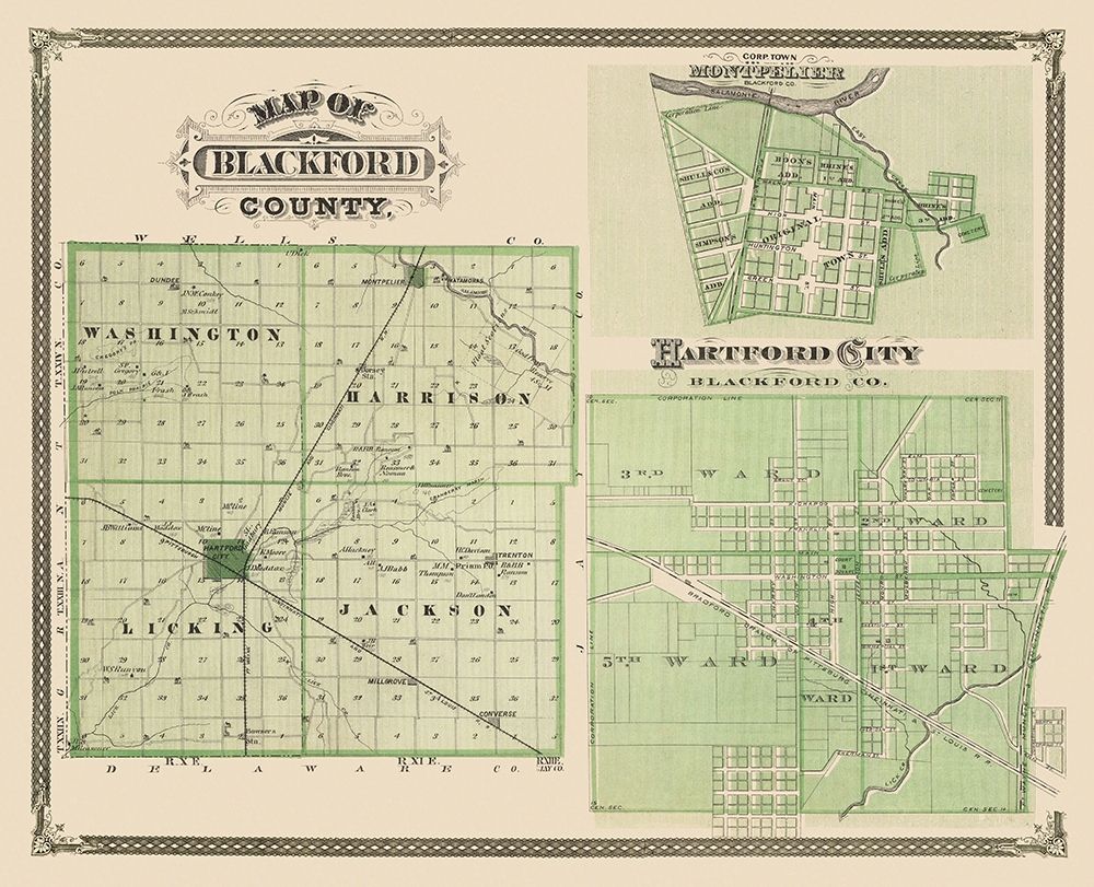 Blackford Indiana - Andreas 1876 art print by Andreas for $57.95 CAD