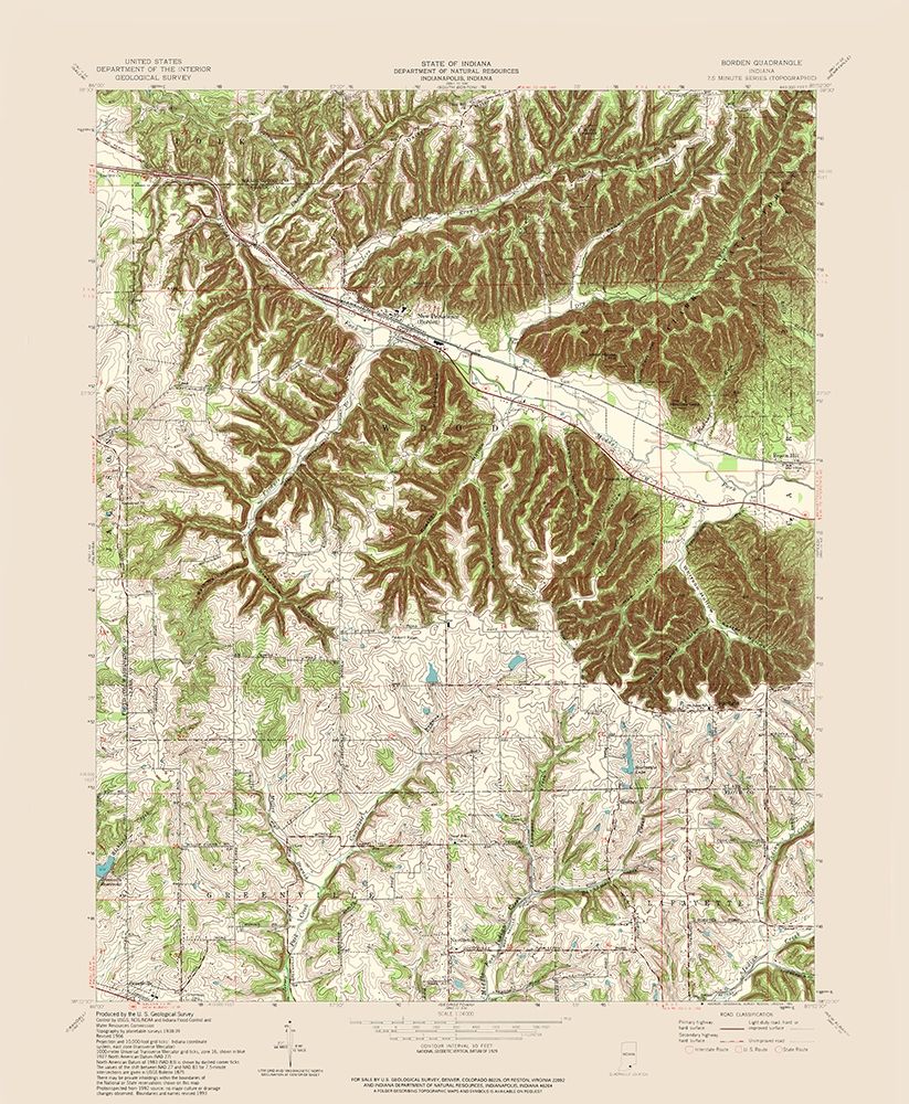 Borden Indiana Quad - USGS 1966 art print by USGS for $57.95 CAD