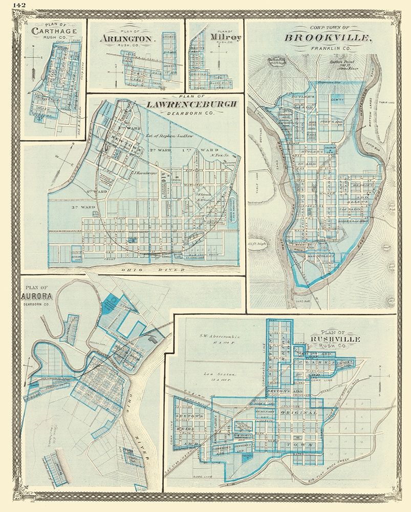 Brookeville, Rushville, Aurora, Lawrenceburgh art print by Baskin for $57.95 CAD