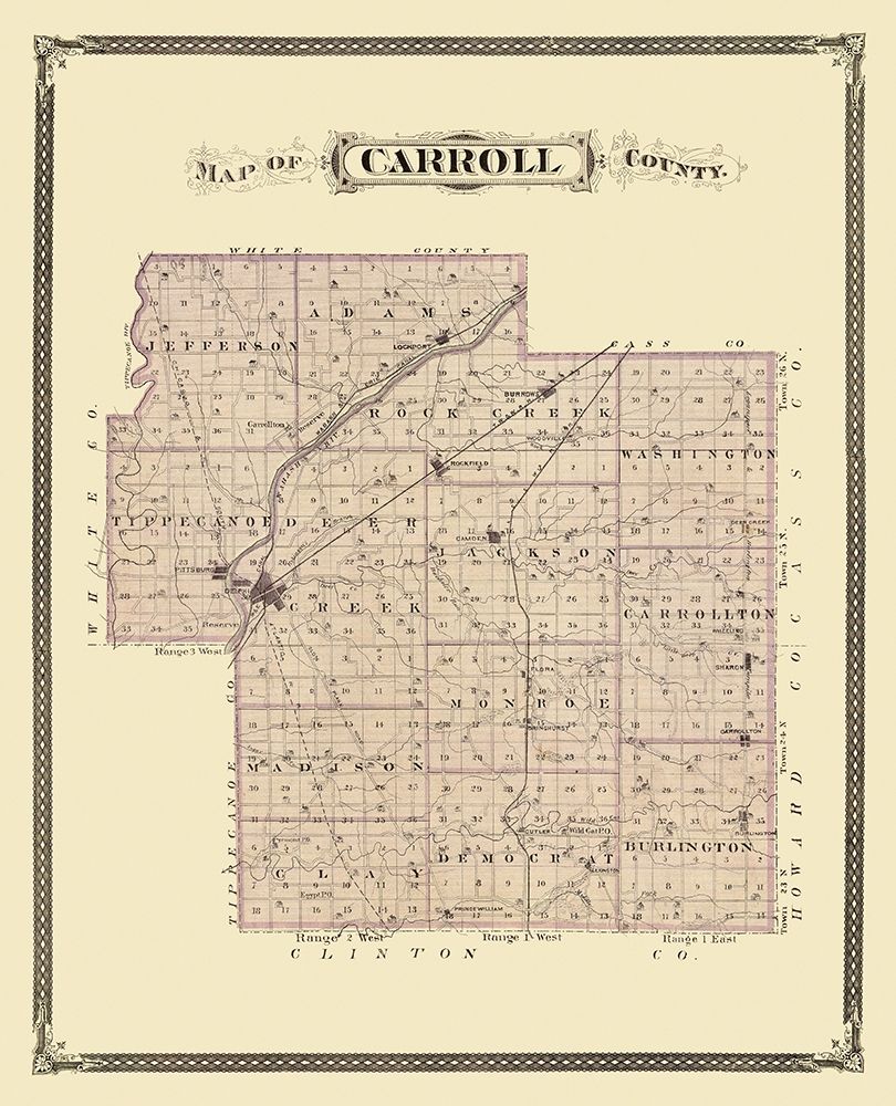 Carroll Indiana Landowner - Andreas 1876 art print by Andreas for $57.95 CAD