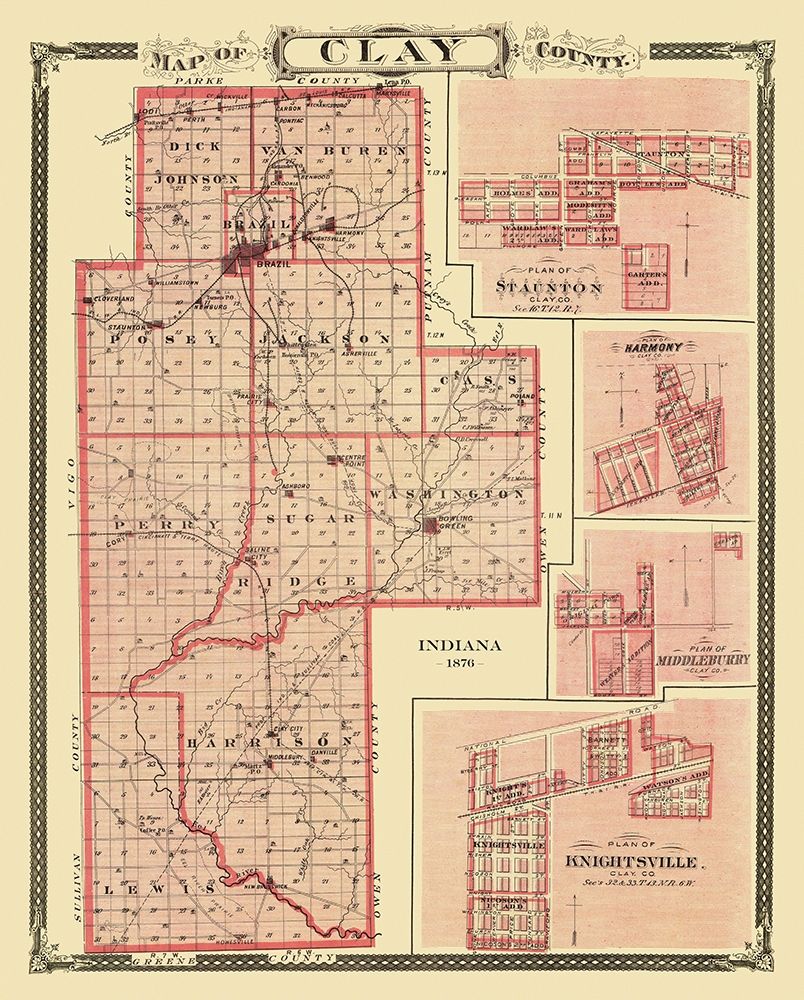 Clay Indiana Landowner - Andreas 1876 art print by Andreas for $57.95 CAD