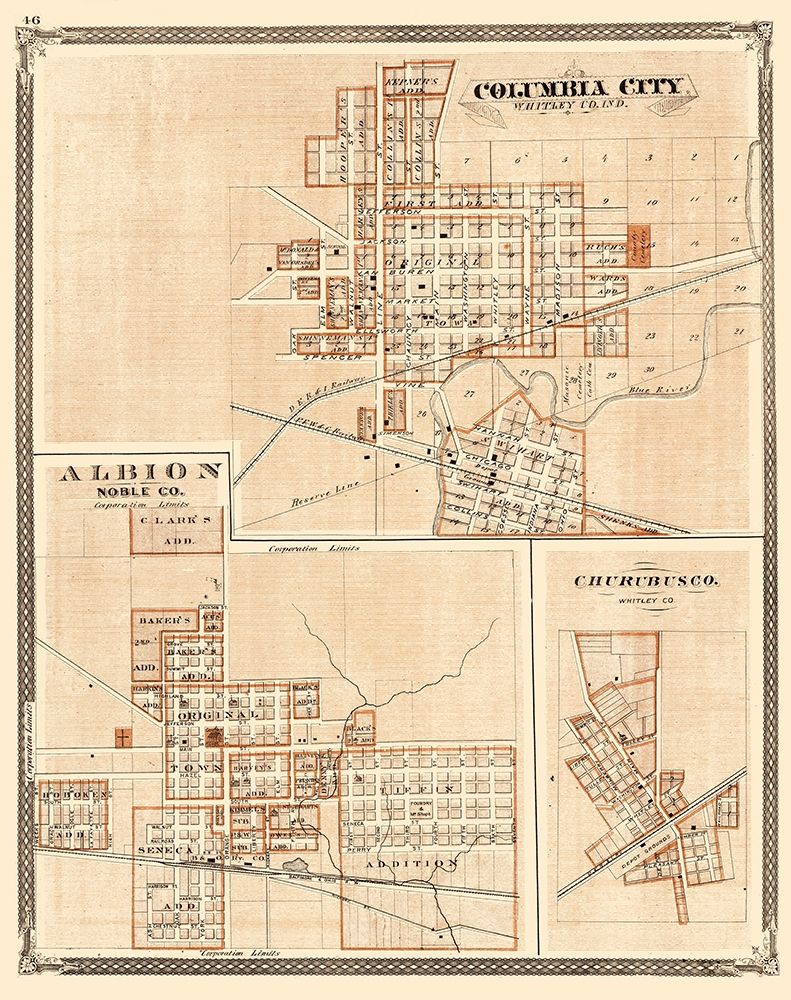Columbus City, Abion, Churubusco Indiana art print by Baskin for $57.95 CAD
