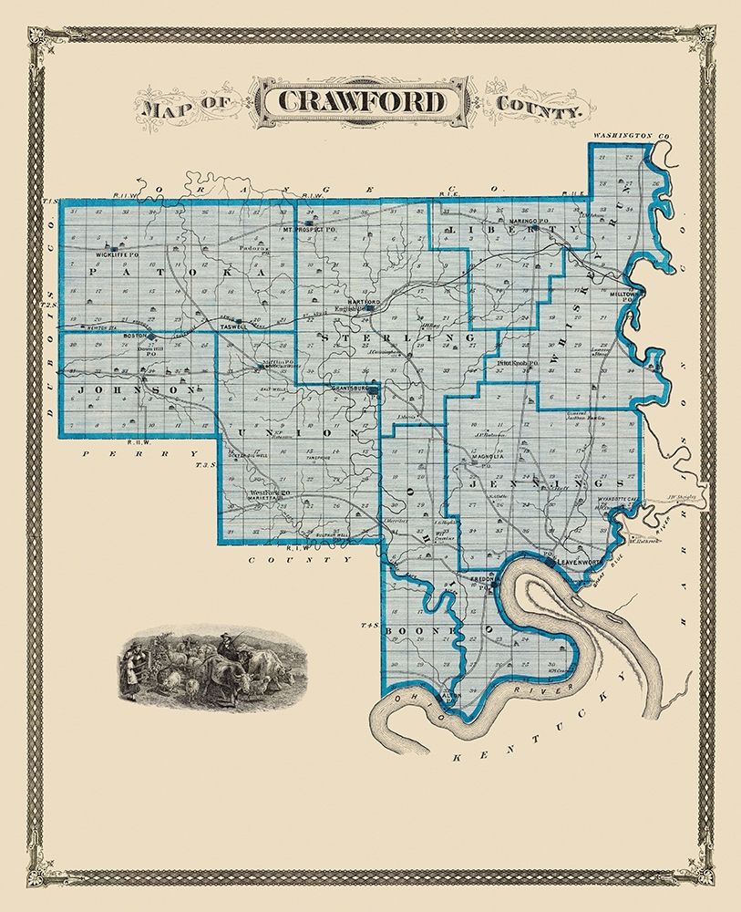 Crawford Indiana Landowner - Andreas 1876 art print by Andreas for $57.95 CAD