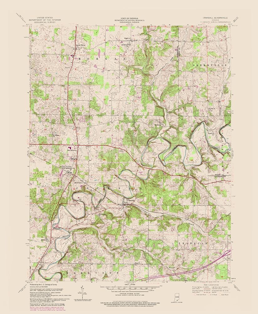 Crandall Indiana Quad - USGS 1954 art print by USGS for $57.95 CAD