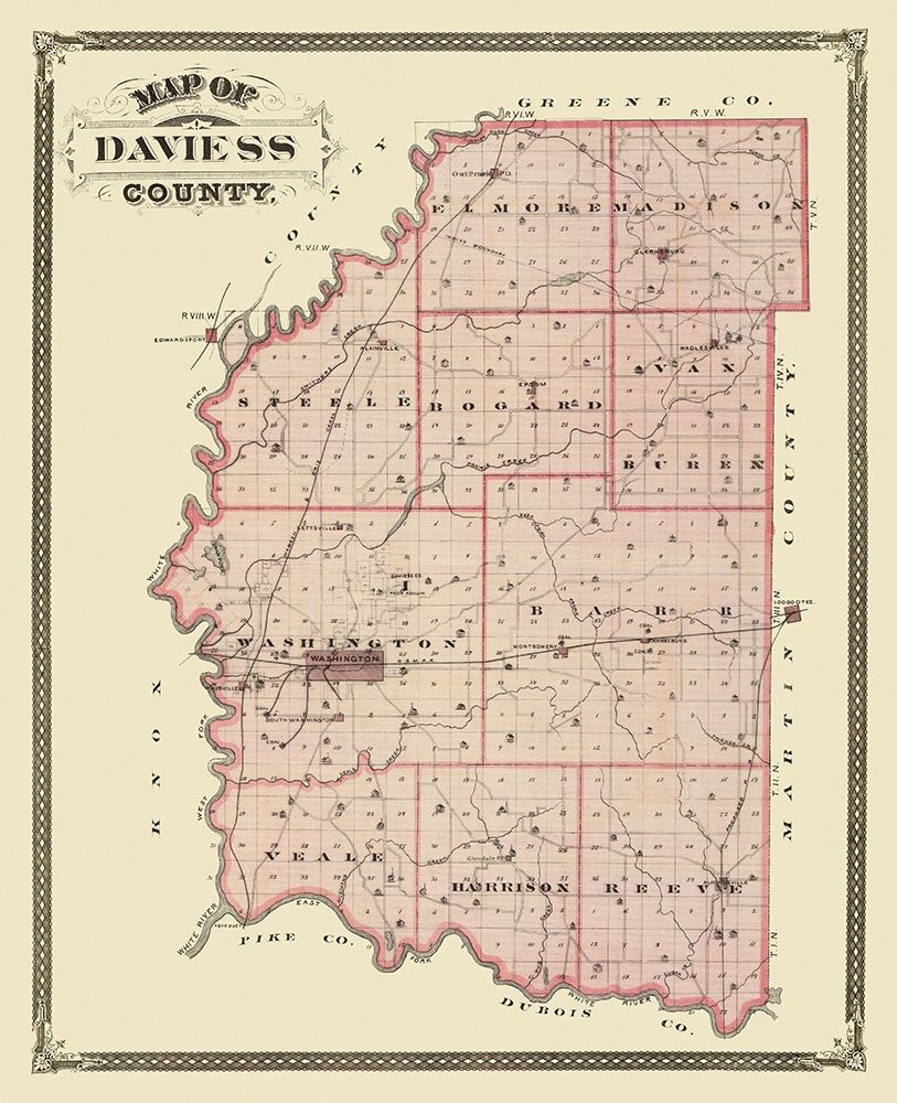 Daviess  Washington Indiana - Andreas 1876 art print by Andreas for $57.95 CAD