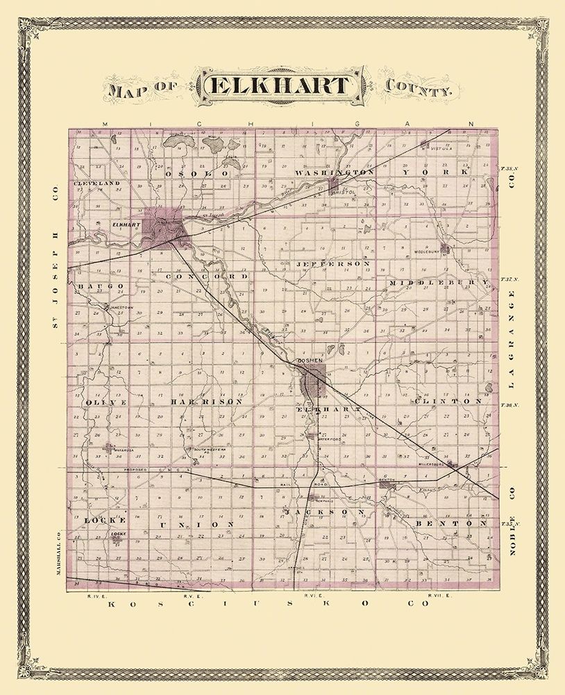 Elkhart Indiana Landowner - Andreas 1876 art print by Andreas for $57.95 CAD