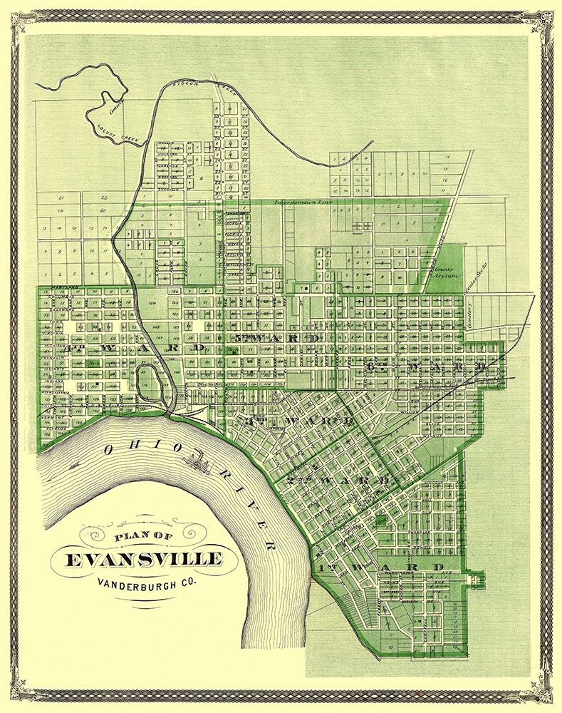 Evansville Indiana - Baskin 1876 art print by Baskin for $57.95 CAD