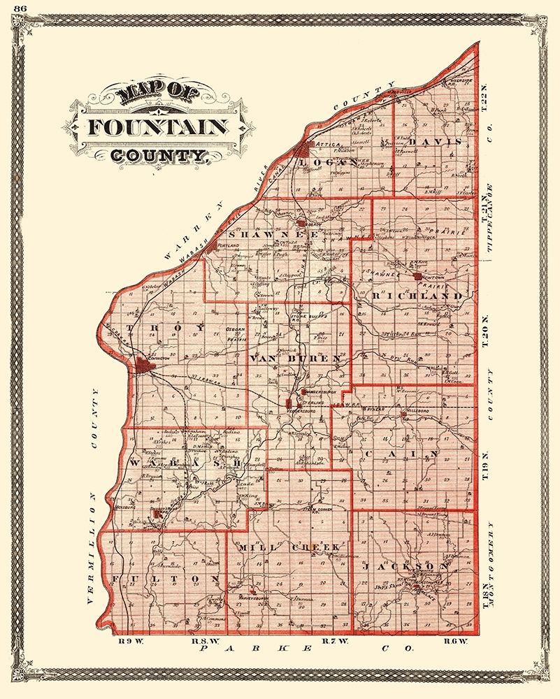 Fountain Indiana - Baskin 1876 art print by Baskin for $57.95 CAD