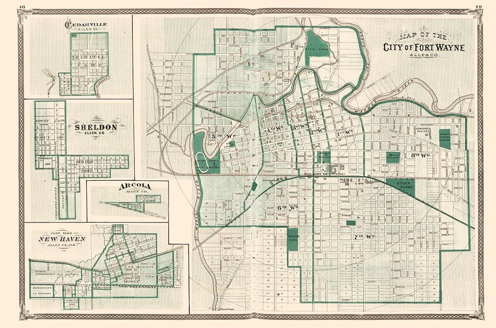 Fort Wayne Indiana Landowner - Baskin 1876 art print by Baskin for $57.95 CAD