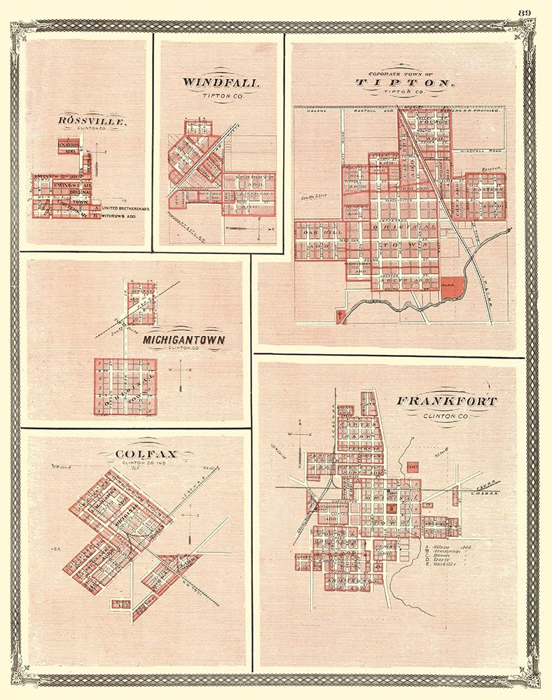 Frankfort, Colfax, Michigantown, Tipton Indiana art print by Baskin for $57.95 CAD