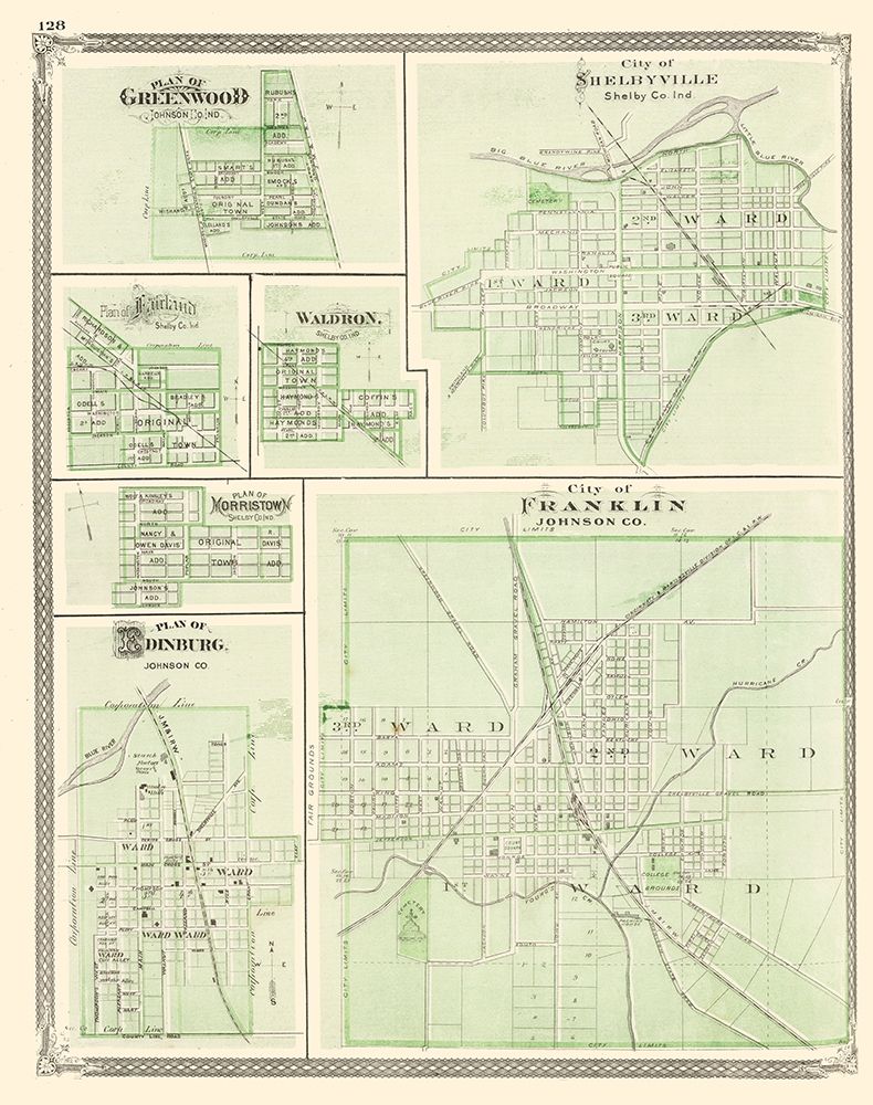 Franklin, Shelbyville, Greenwood, Edinburg Indiana art print by Baskin for $57.95 CAD