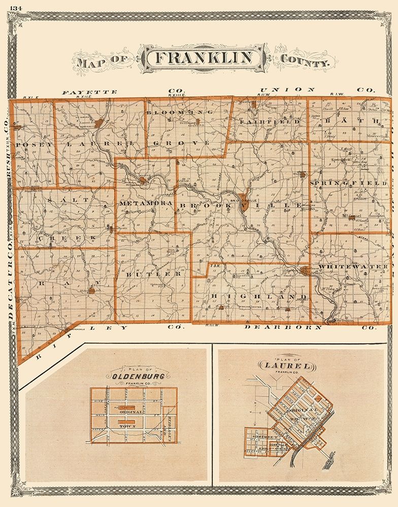 Franklin Indiana - Baskin 1876 art print by Baskin for $57.95 CAD