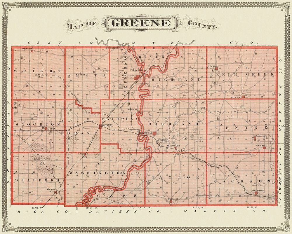 Greene Indiana Landowner - Andreas 1876 art print by Andreas for $57.95 CAD