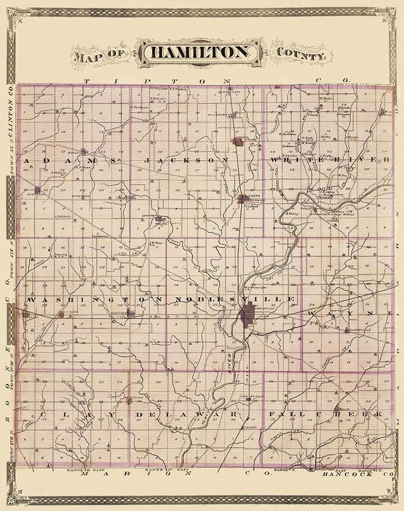 Hamilton Indiana Landowner - Andreas 1876 art print by Andreas for $57.95 CAD