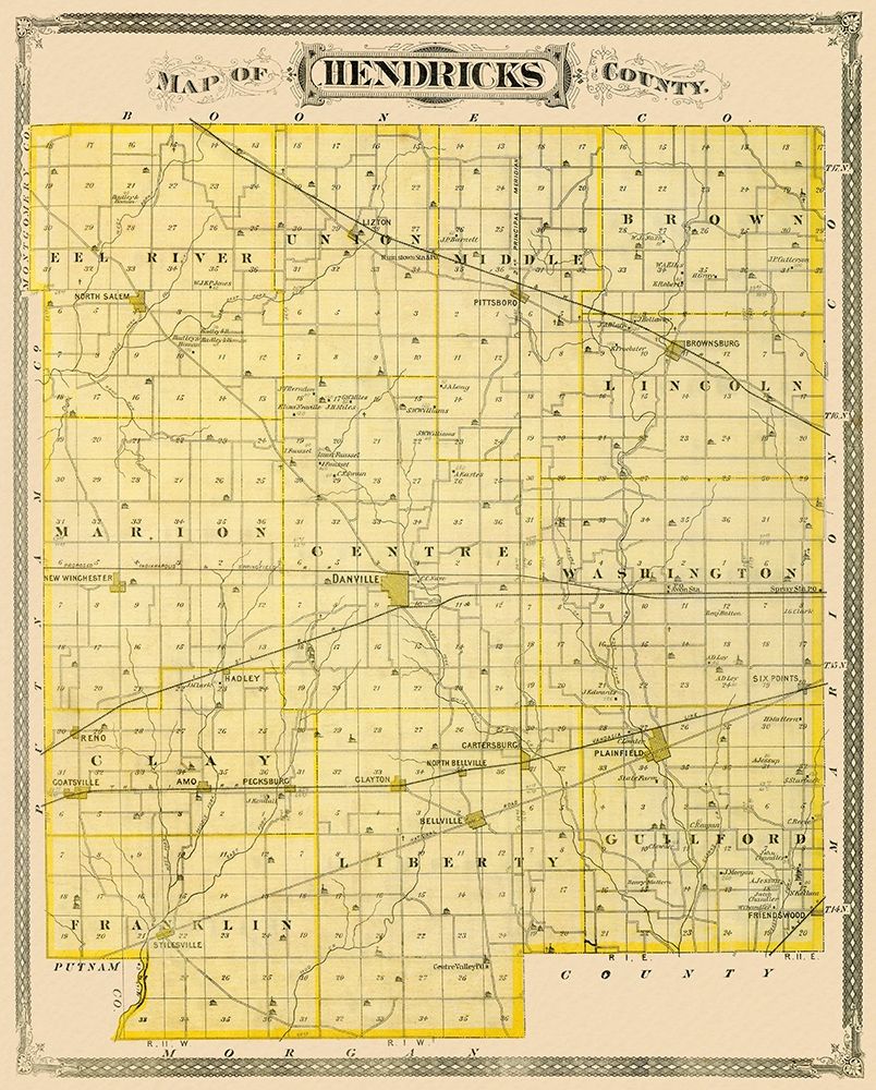 Hendricks Indiana Landowner - Andreas 1876 art print by Andreas for $57.95 CAD
