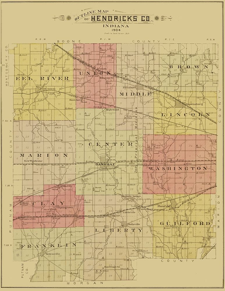 Hendricks Indiana - Ogle 1904 art print by Ogle for $57.95 CAD