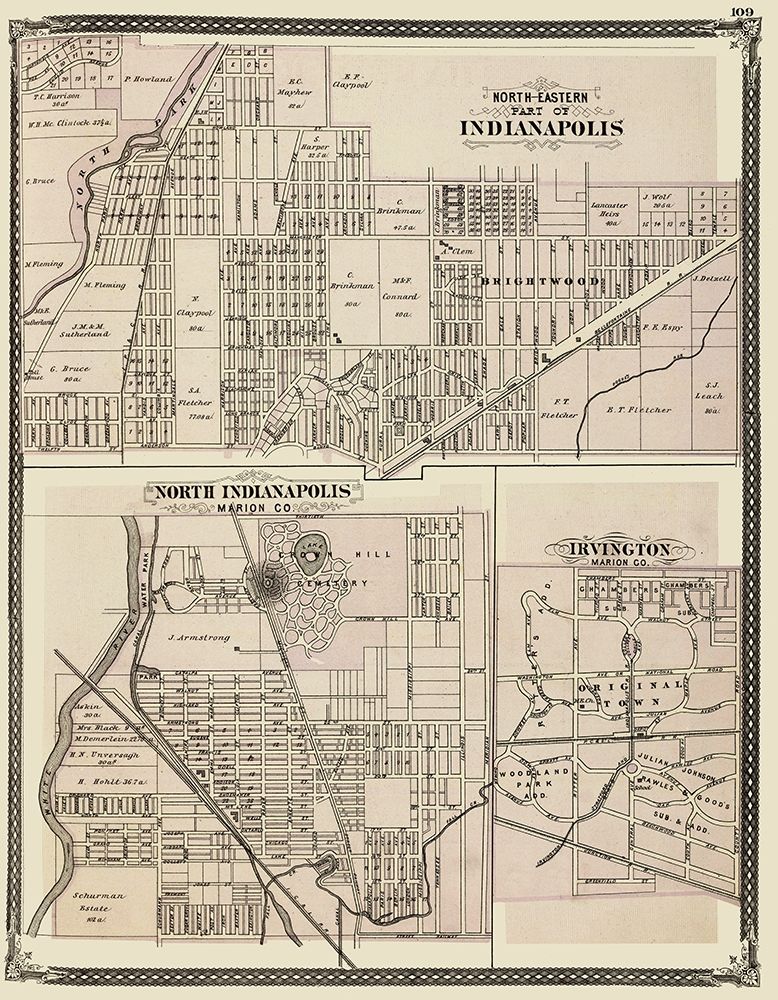 Indianapolis Indiana Landowner - Baskin 1876 art print by Baskin for $57.95 CAD
