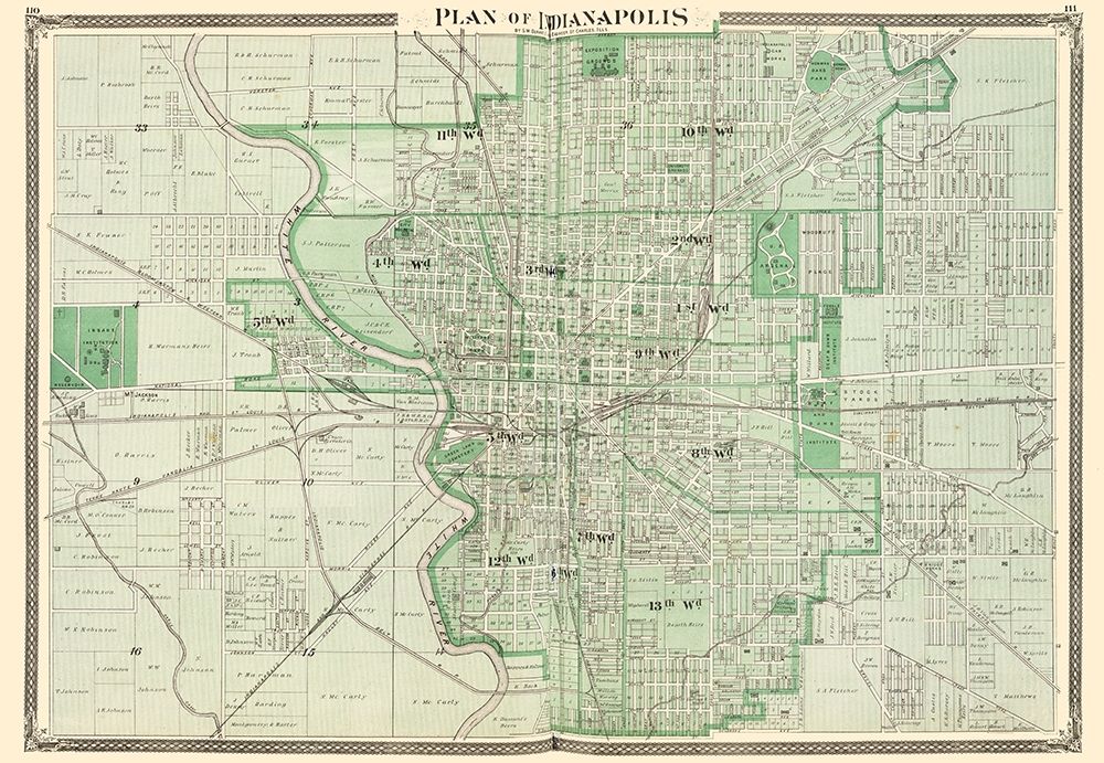 Indianapolis Indiana Landowner - Baskin 1876 art print by Baskin for $57.95 CAD