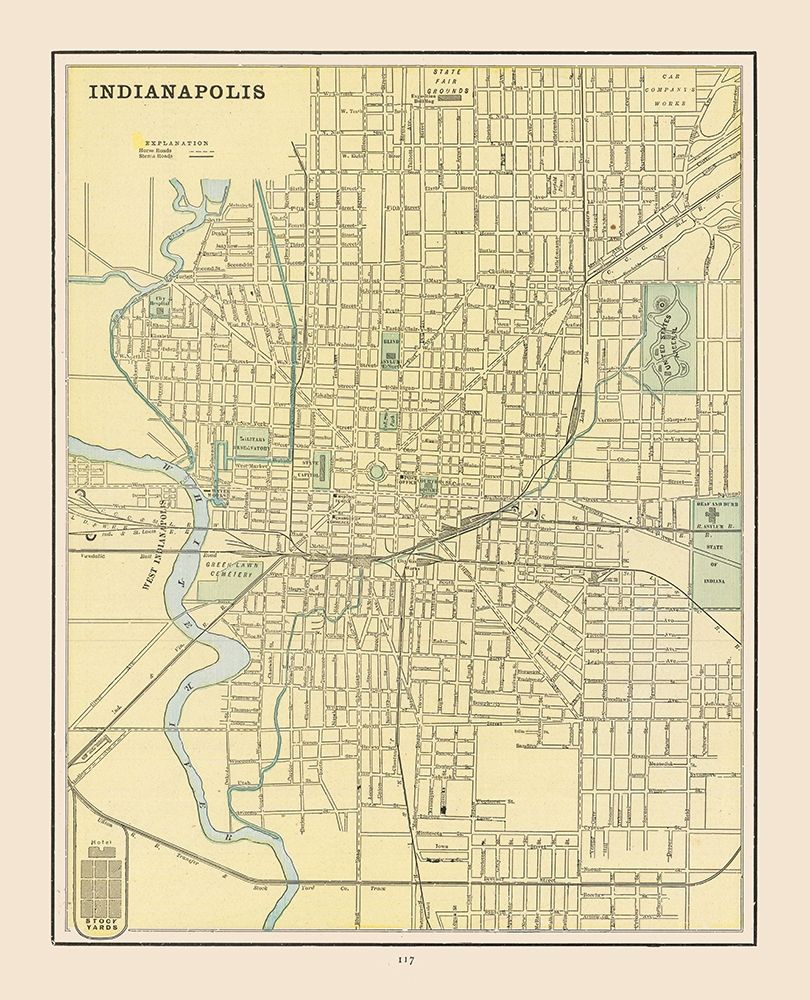 Indianapolis  Indiana - Cram 1892 art print by Cram for $57.95 CAD