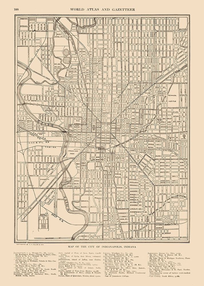 Indianapolis  Indiana - Reynold 1921 art print by Reynold for $57.95 CAD
