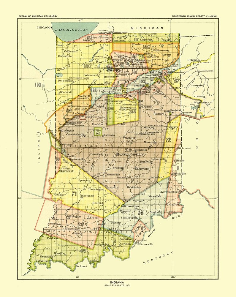 Indiana - Hoen 1896 art print by Hoen for $57.95 CAD