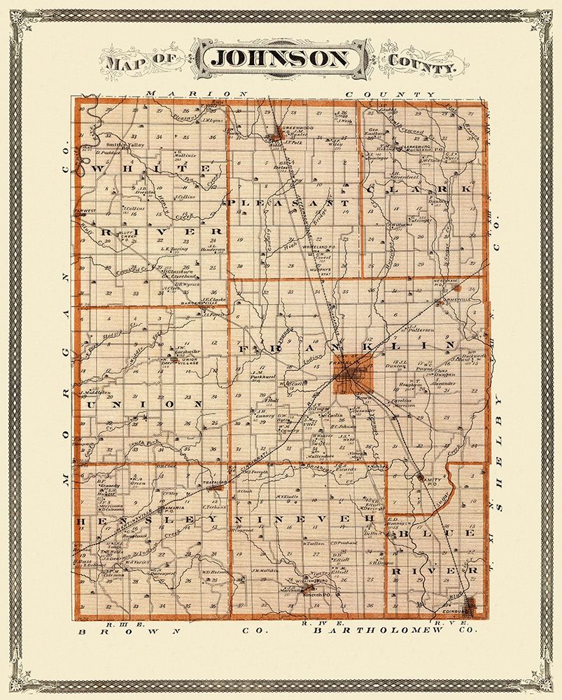 Johnson Indiana Landowner - Andreas 1876 art print by Andreas for $57.95 CAD