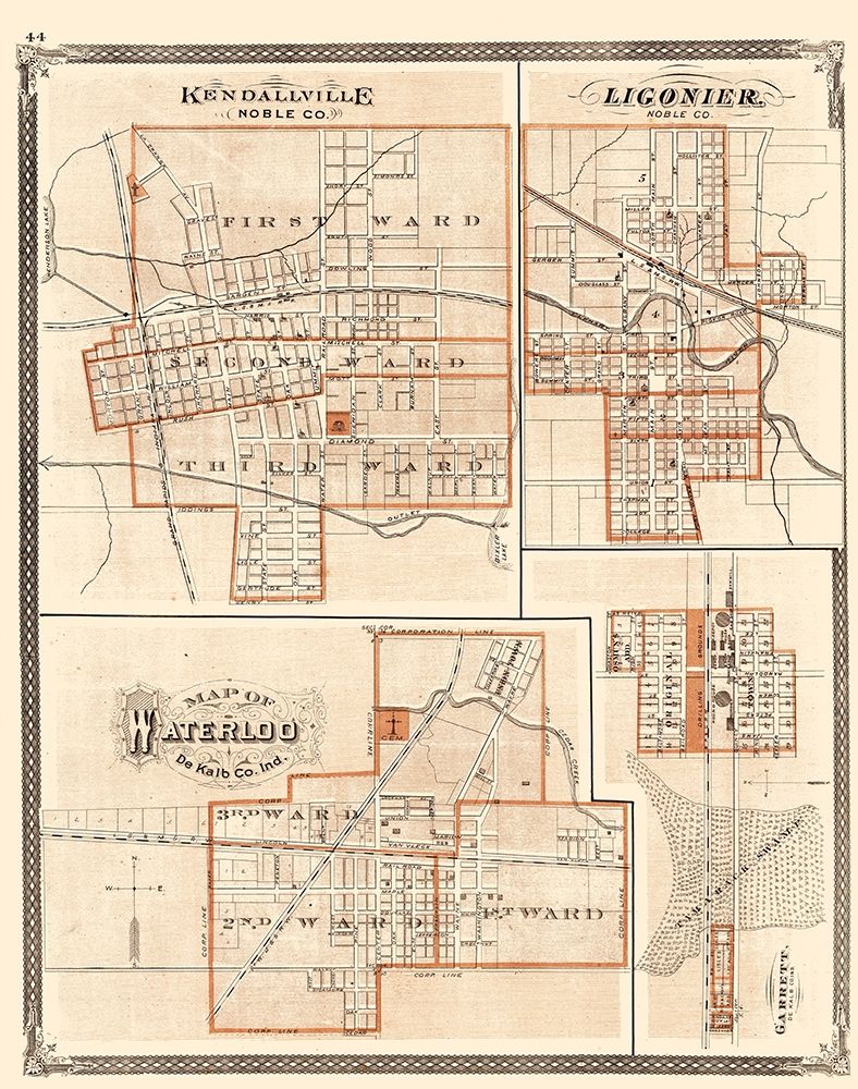 Kendallville, Ligonier, Waterloo, Garrett Indiana art print by Baskin for $57.95 CAD