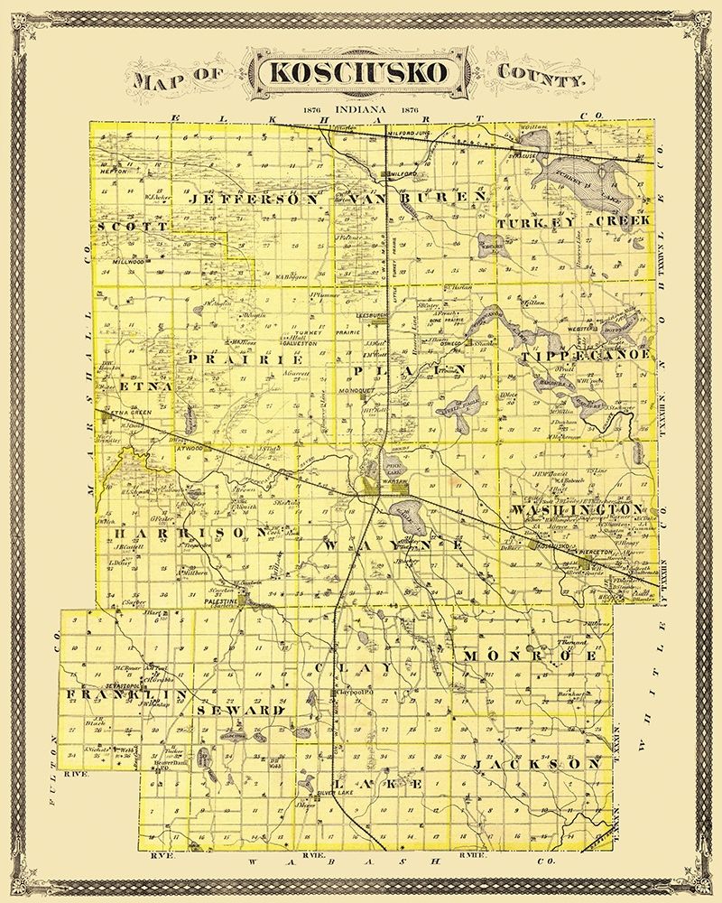Kosciusko Indiana Landowner - Andreas 1876 art print by Andreas for $57.95 CAD