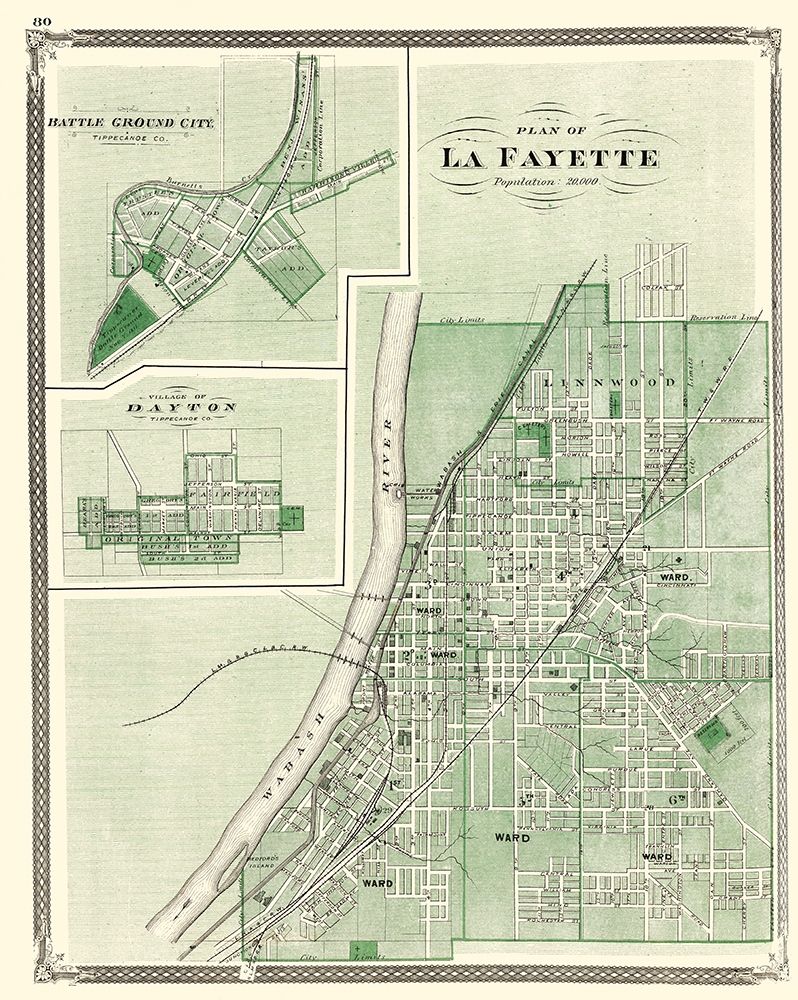 La Fayette Indiana - Baskin 1876 art print by Baskin for $57.95 CAD
