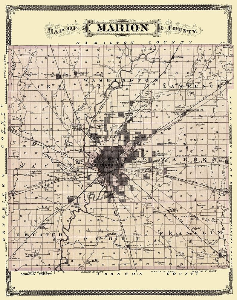 Marion Indiana Landowner - Andreas 1876 art print by Andreas for $57.95 CAD