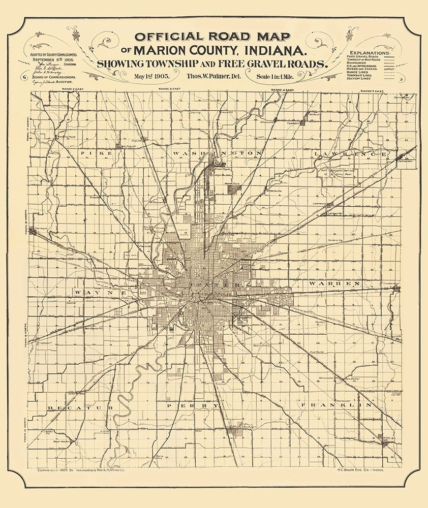 Marion Indiana - Palmer 1905 art print by Palmer for $57.95 CAD
