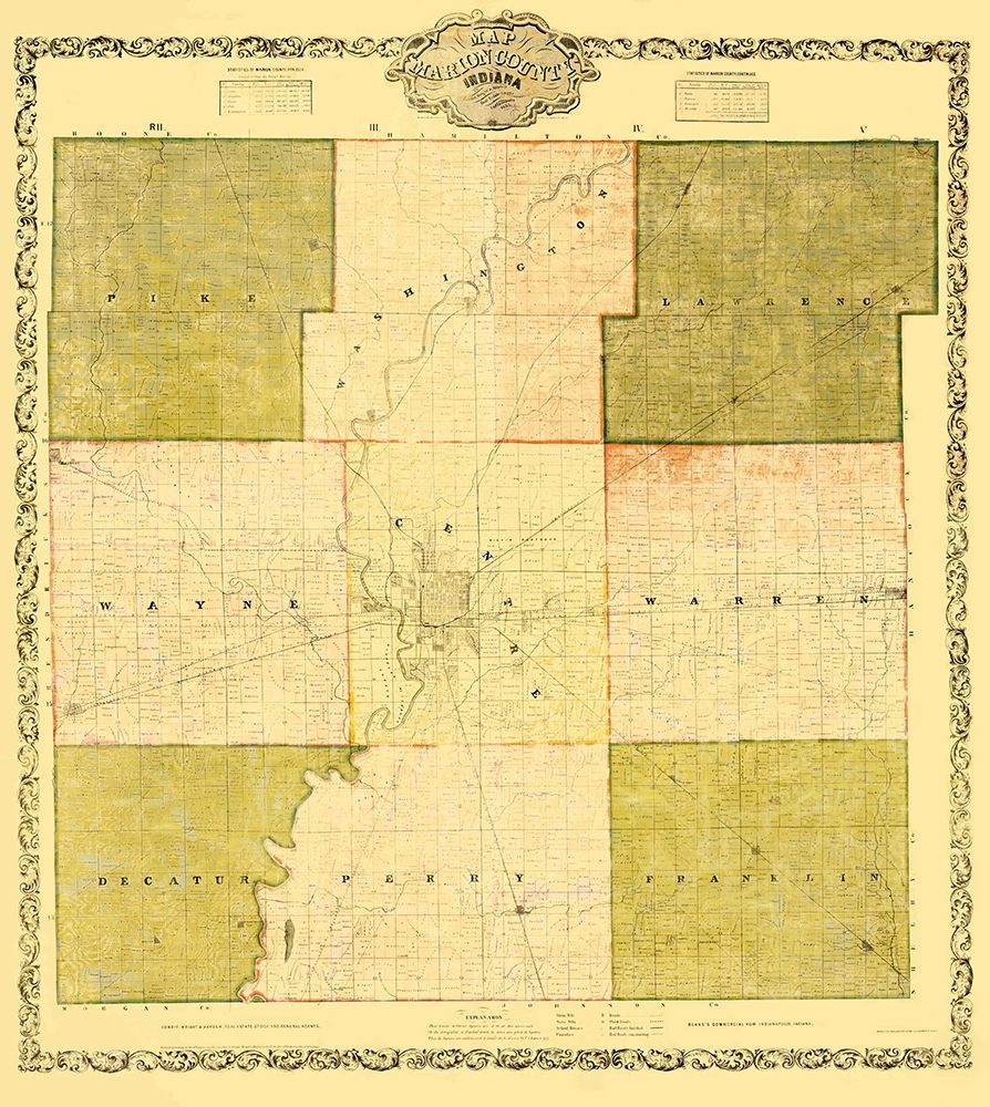 Marion Indiana Landowner - Wallace 1855 art print by Wallace for $57.95 CAD