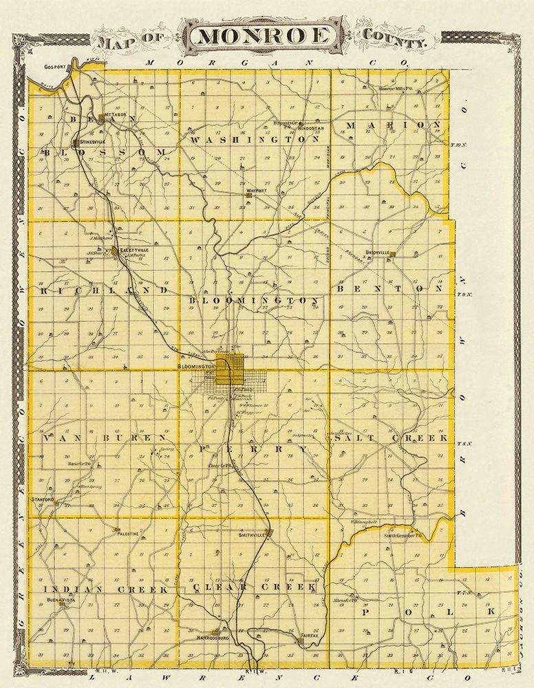 Monroe Indiana Landowner - Andreas 1876 art print by Andreas for $57.95 CAD