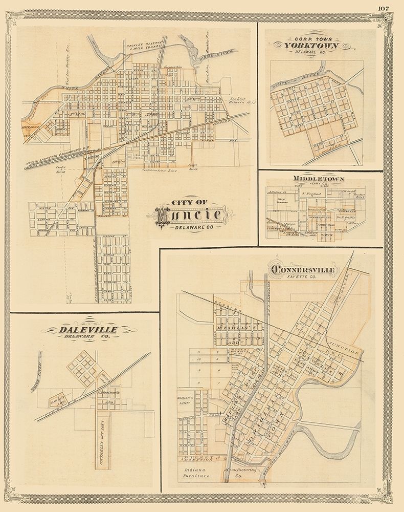 Muncie, Yorktown, Daleville, Middletown Indiana art print by Baskin for $57.95 CAD