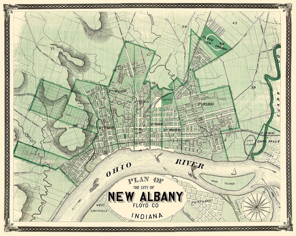 New Albany Indiana - Baskin 1876 art print by Baskin for $57.95 CAD