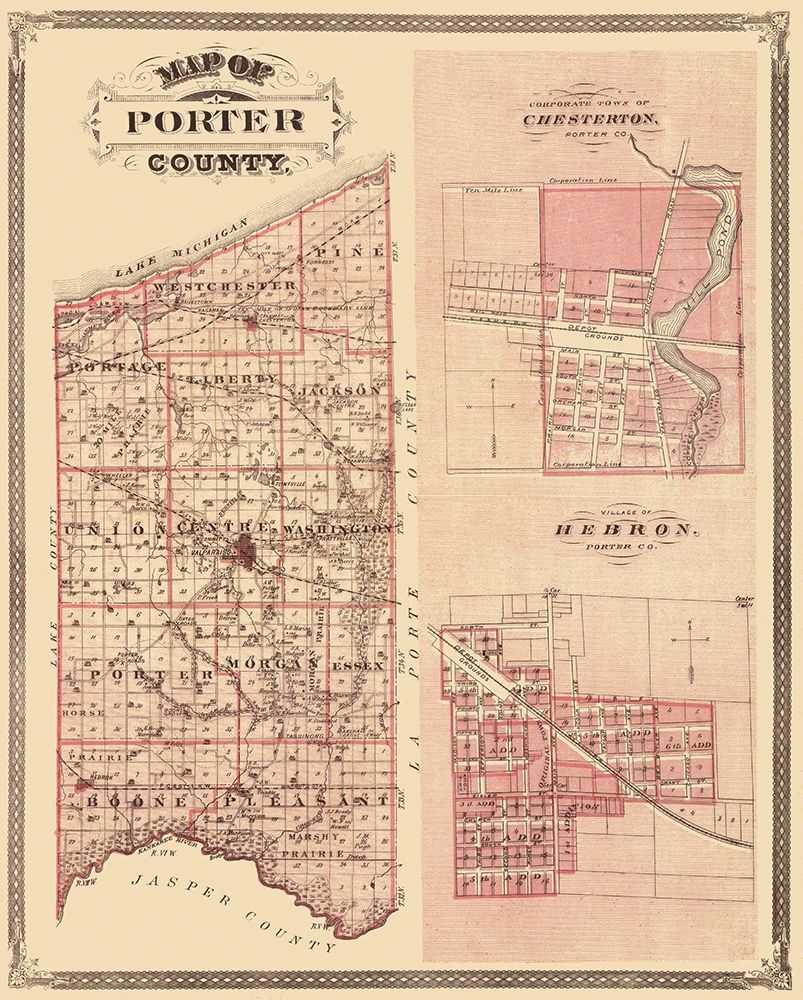 Porter Indiana Landowner - Andreas 1876 art print by Andreas for $57.95 CAD