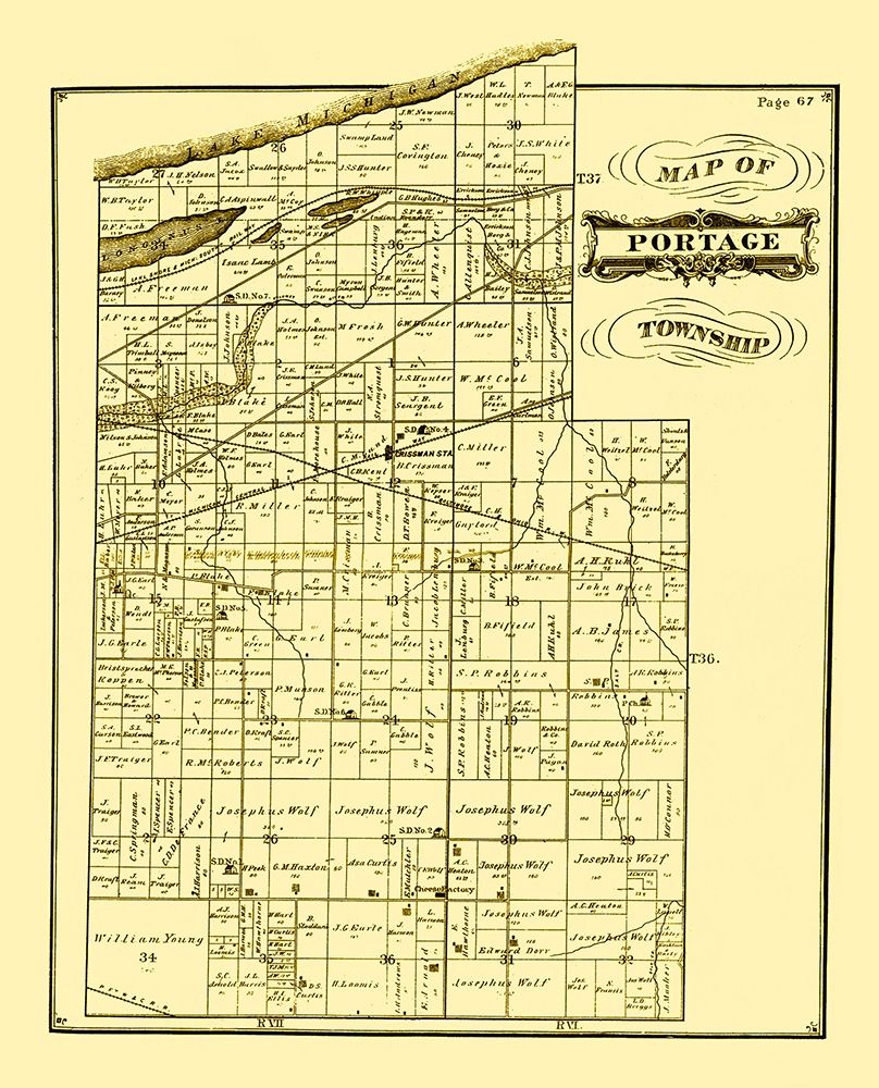 Portage Indiana Landowner - Hardesty 1876 art print by Hardesty for $57.95 CAD