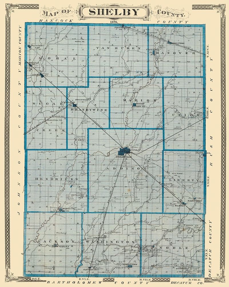 Shelby Indiana Landowner - Andreas 1876 art print by Andreas for $57.95 CAD