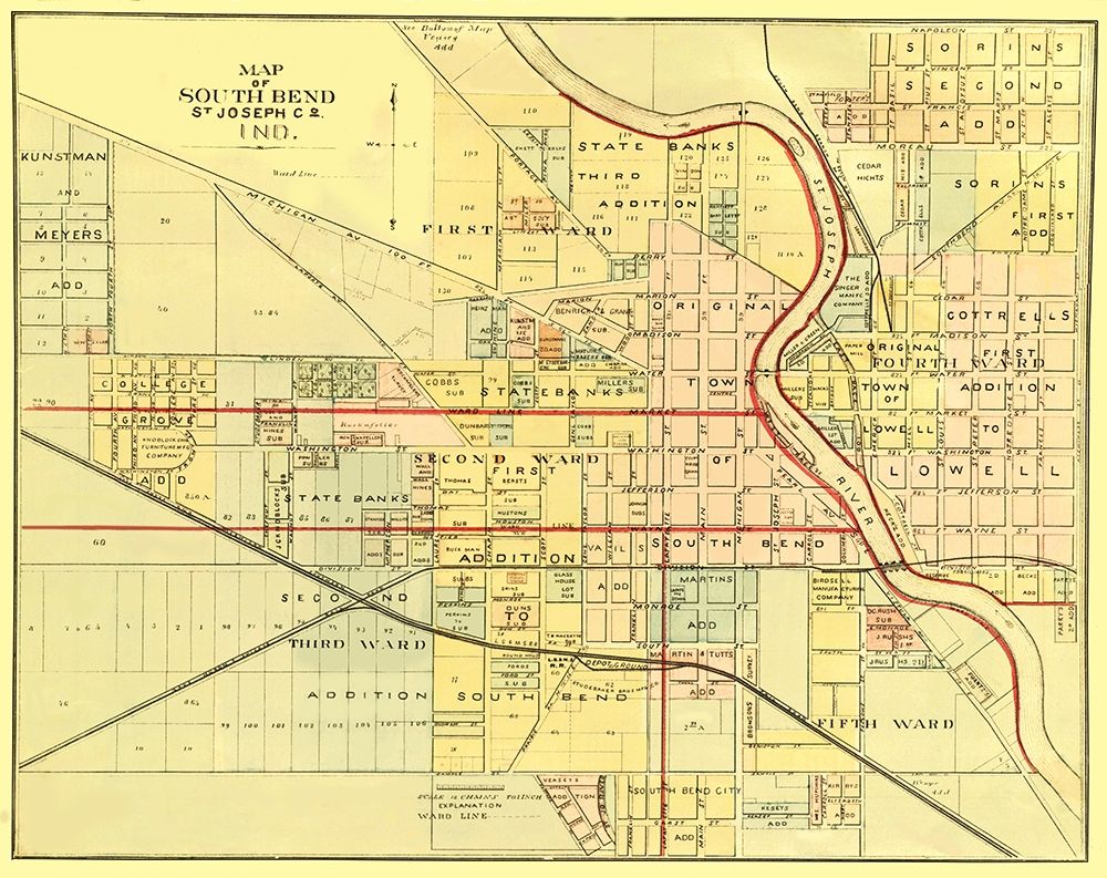 South Bend Indiana - Higgins 1875 art print by Higgins for $57.95 CAD