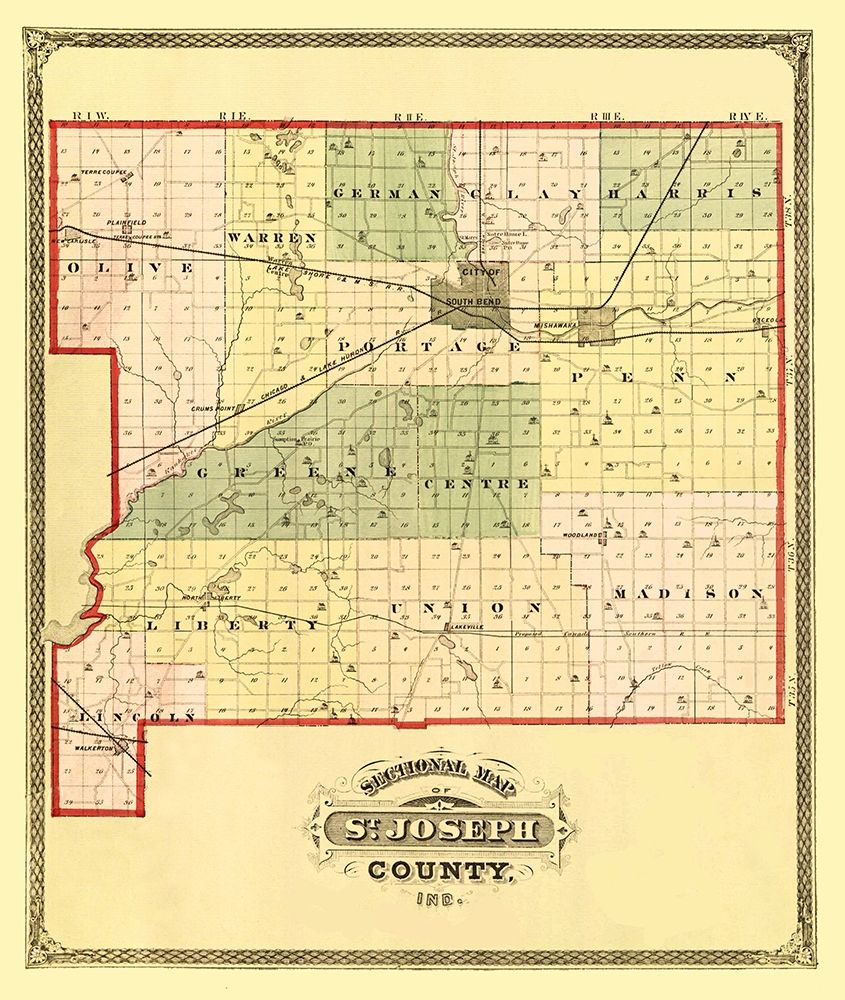 St Joseph Indiana - Higgins 1875 art print by Higgins for $57.95 CAD